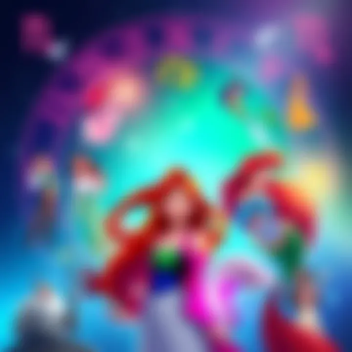 Disney Characters by Zodiac Sign A colorful illustration showing Disney characters like Mulan and Ariel arranged by zodiac signs, symbolizing their traits and personalities.