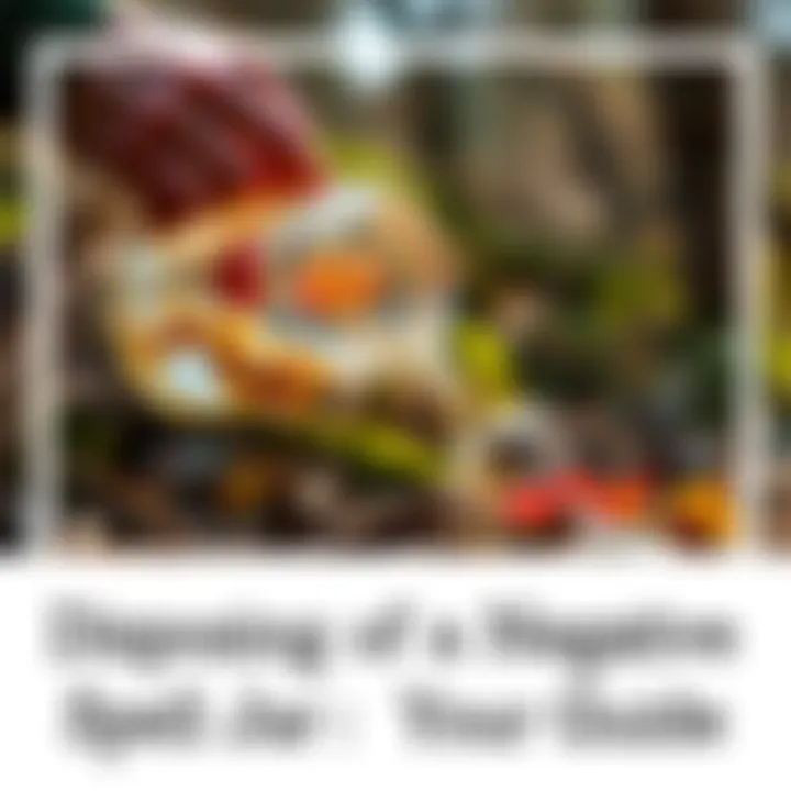 A person carefully pours out a negative spell jar into a natural setting, ensuring no harm to wildlife.