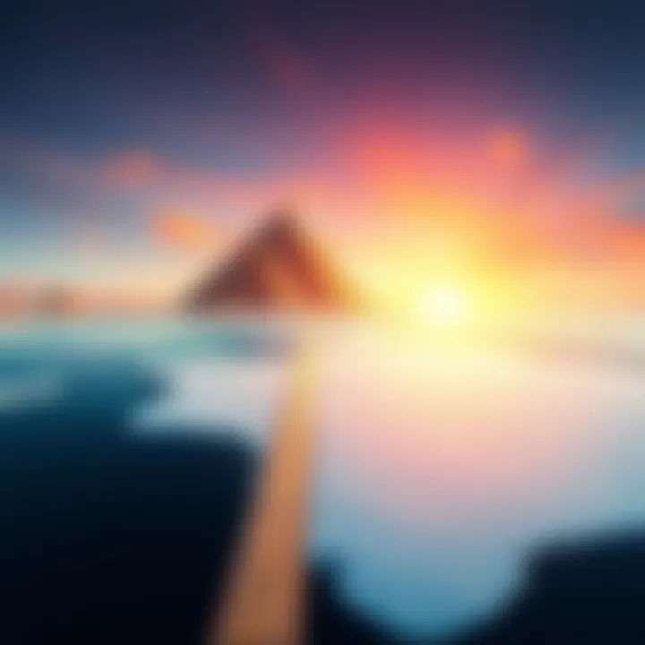 Illustration showing the geodesic distance between the Great Pyramid of Giza and a pyramid in Antarctica, with a ruler measuring the distance in royal cubits.