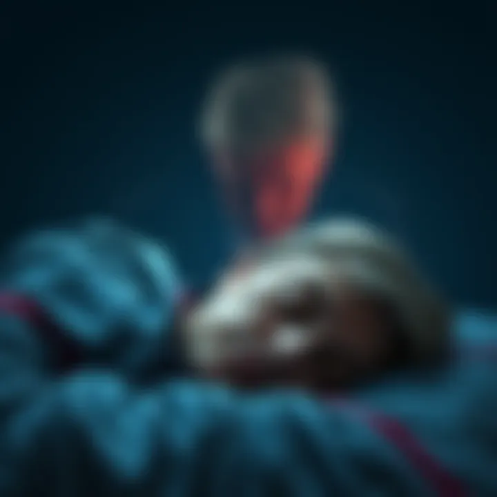 A person sleeping with a worried expression, with a shadowy figure resembling Donald Trump looming in the background, symbolizing nightmares and societal issues.
