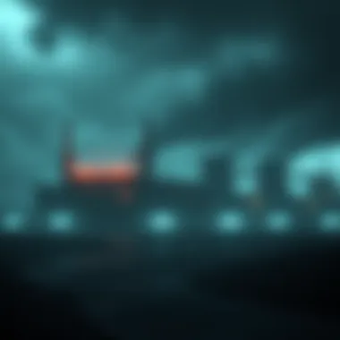A dark and gloomy site with ominous shadows and unsettling atmosphere