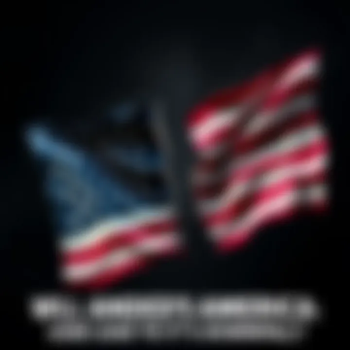 A broken American flag symbolizing internal conflict and division, set against a dark background to represent the threat to unity and stability.