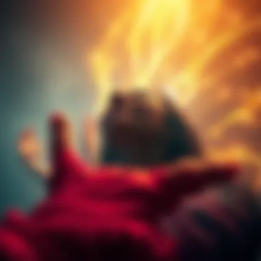 Divine Encounter A person having a near-death experience, surrounded by glowing light and ethereal beings