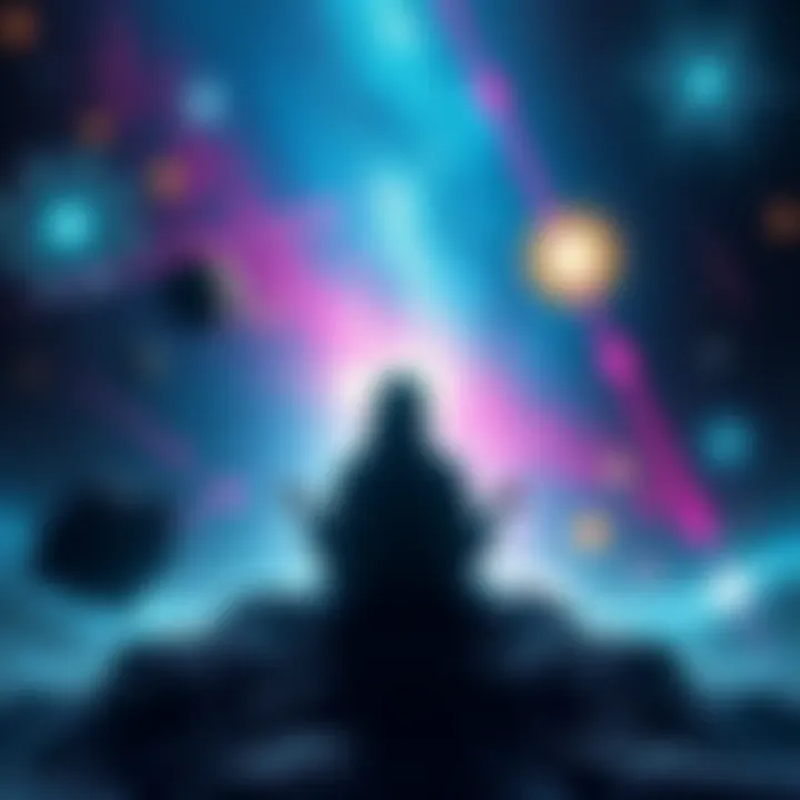 A surreal representation of a figure meditating amidst stars and galaxies, symbolizing the contemplation of divinity and choices one might make if they were God.