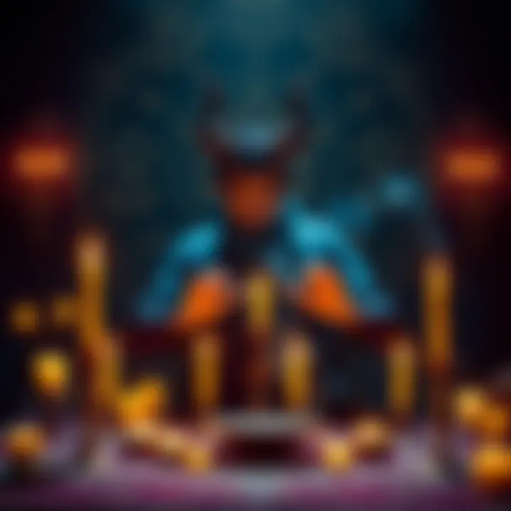 A person performing a ritual with candles and incense, surrounded by mystical symbols, highlighting the practice of Djinn Magick.