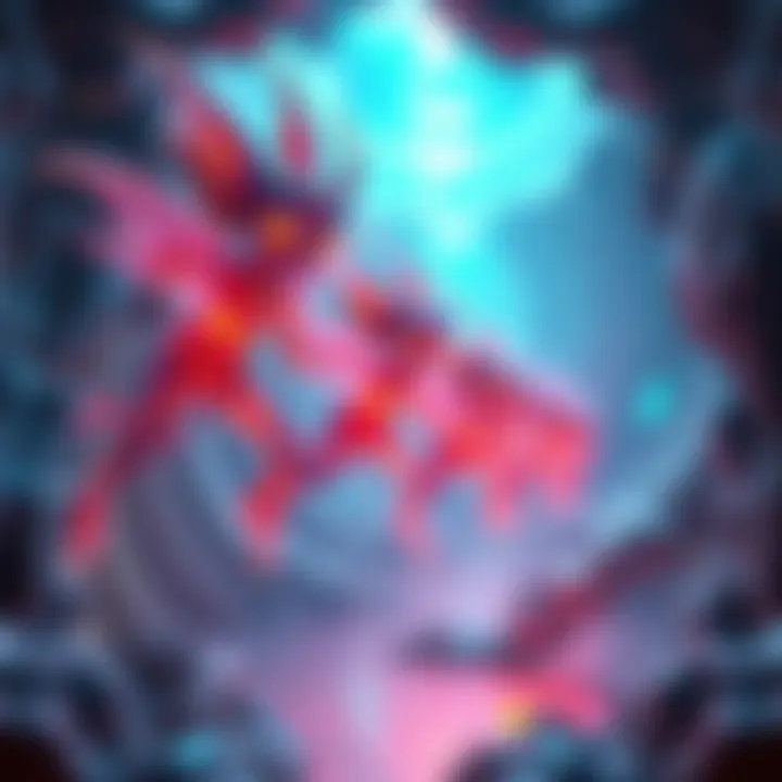 An artistic representation of machine elves, colorful entities appearing during DMT experiences, floating in a vivid dream-like environment.