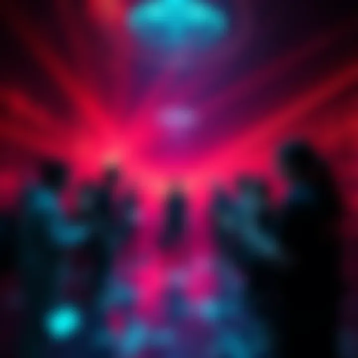 Participants observing laser lights producing glyphs while experiencing DMT.