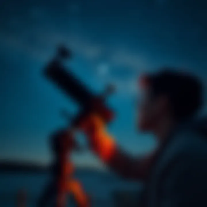 YouTuber Dobsonian Power looking through a telescope at night, aiming to capture an image of 3I/Atlas in the sky.