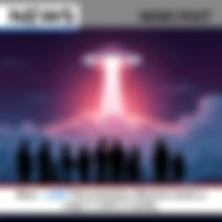 A cover illustration showing a bright light in the sky with silhouettes of people discussing around it, symbolizing interest in UAPs.