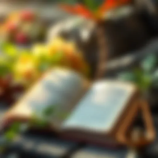 An open book displaying passages from Dōgen's writings on Zen Buddhism, surrounded by calming nature elements.