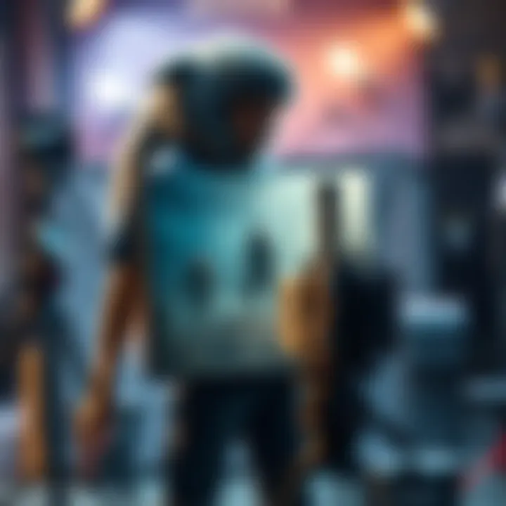 Elias Hernandez standing with concept art of a werewolf for an upcoming film, surrounded by film equipment