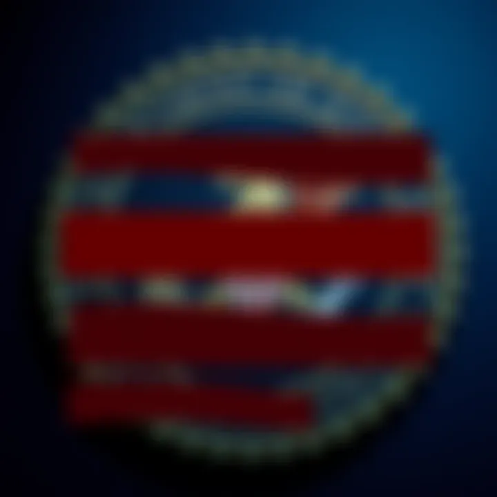 Department of Justice seal with blurred text representing redactions in Epstein files