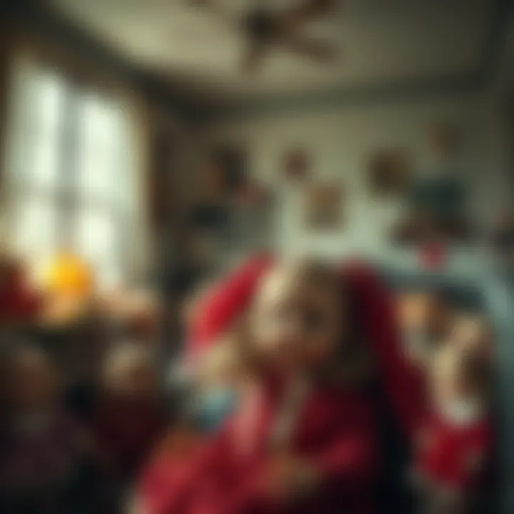 A room filled with numerous dolls creating an eerie atmosphere, highlighting the family's unusual collection.