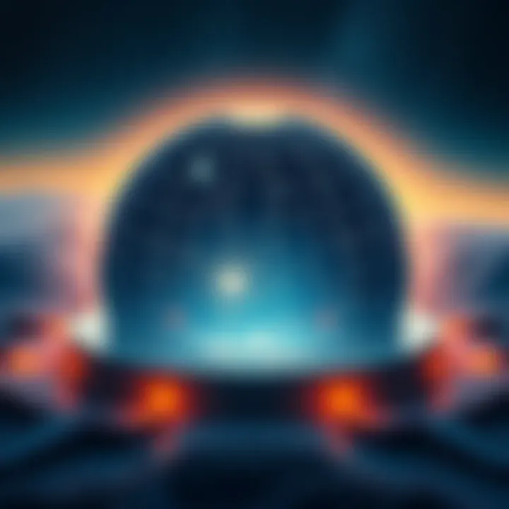 A spherical dome representing a constellation map, suggesting hidden structures below the surface.