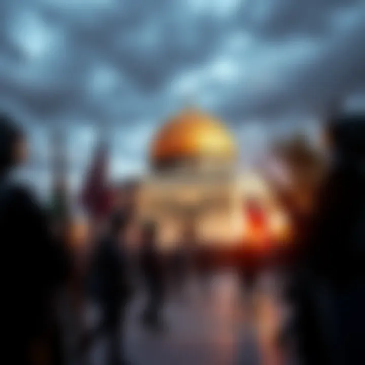 Protests and military presence near Dome of the Rock amid rising tensions over potential attacks