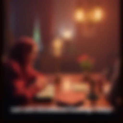 A person sitting at a table with tarot cards, offering a donation-based reading to another individual.