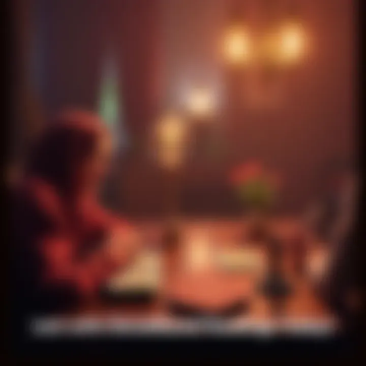 A person sitting at a table with tarot cards, offering a donation-based reading to another individual.