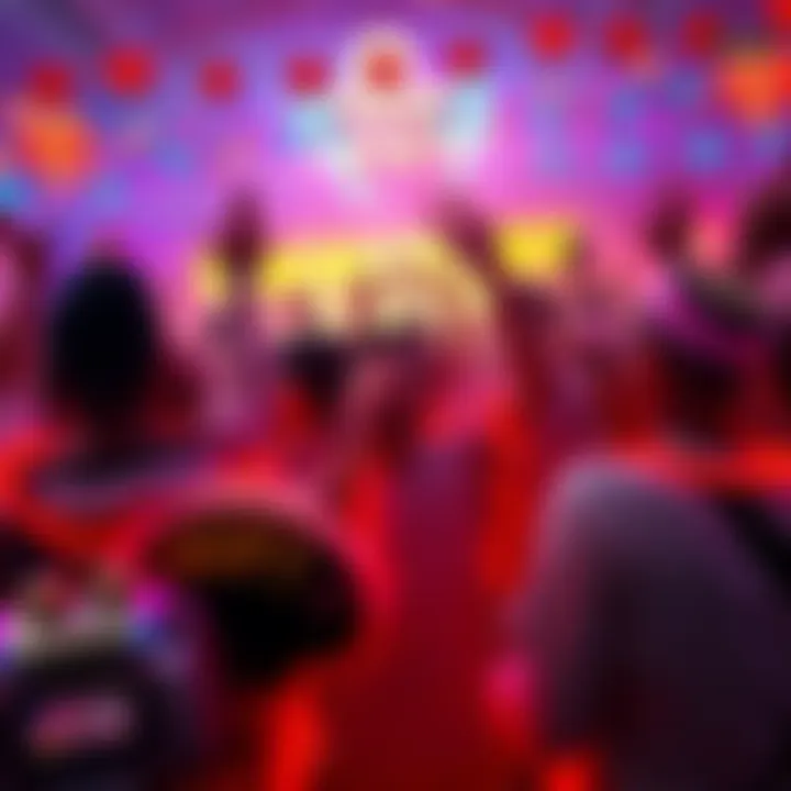 Doomsday Party Celebration A lively gathering of people celebrating a doomsday event with colorful decorations and excited expressions.