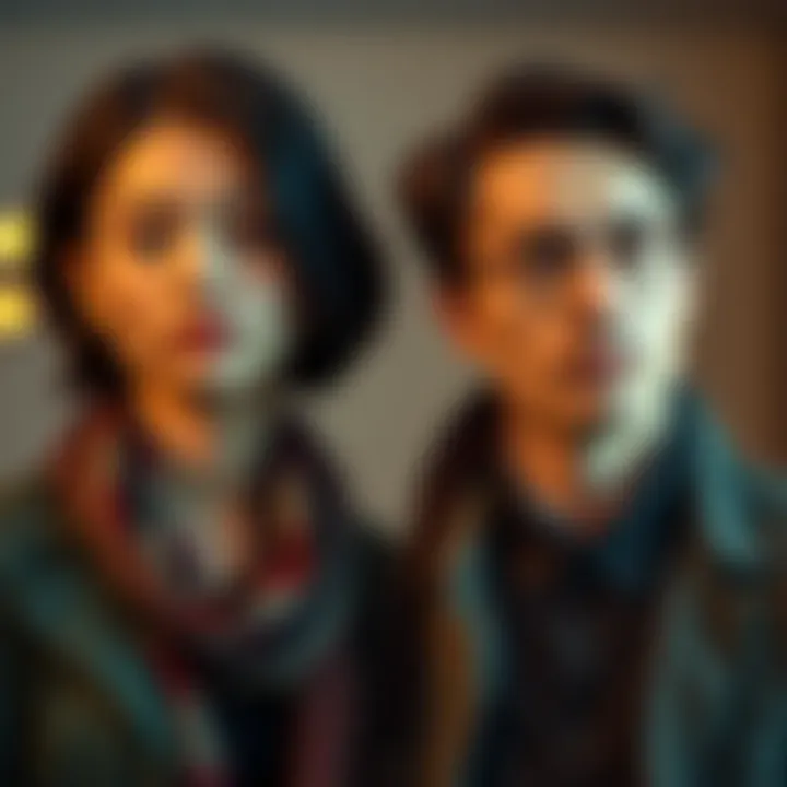 Two individuals standing next to each other, sharing striking similarities in appearance, with thoughtful expressions, suggesting a deeper connection or awareness.