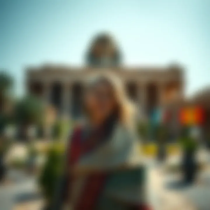 Dorothy Eady, also known as Omm Sety, stands in front of the Temple of Seti I’s garden she identified, showcasing her connection to ancient Egypt.