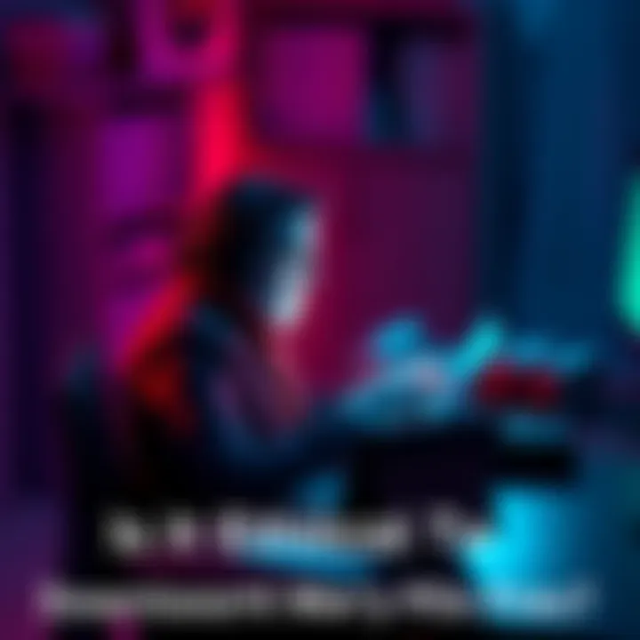 Downloading Alister Crowley PDFs A person sitting at a desk with a laptop open, appearing thoughtful about downloading PDFs of Alister Crowley's texts while considering ethical concerns.