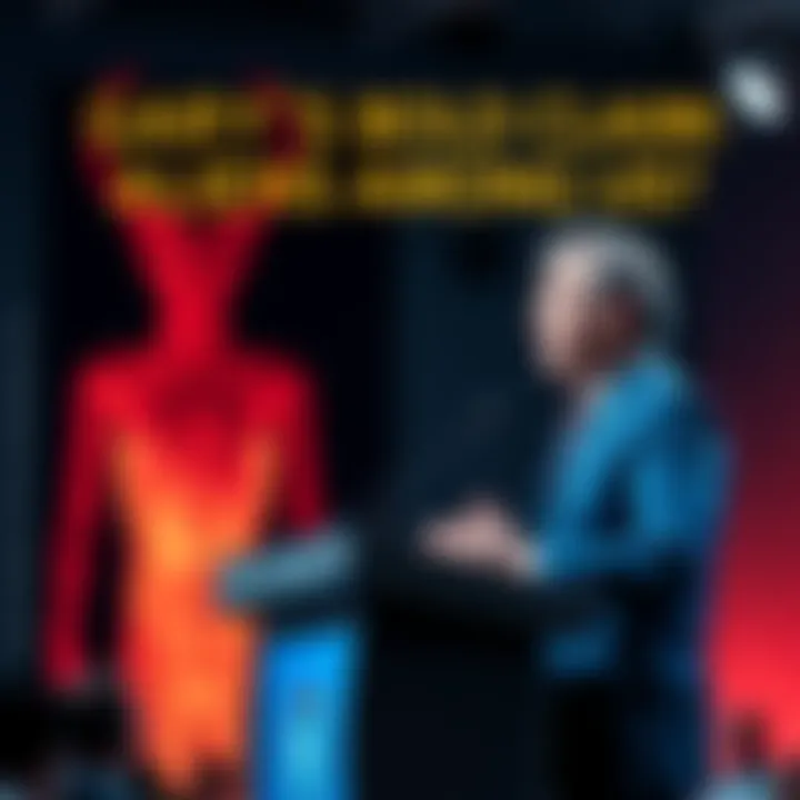 Dr. Gary Nolan at a podium discussing intelligent aliens coexisting with humans