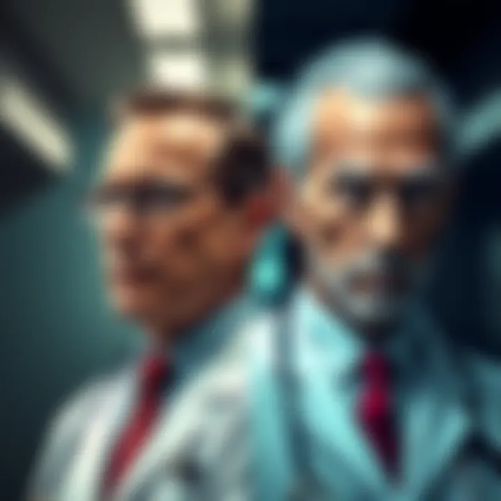 Dr. Ian Spooner and Dr. Okun Comparison A side-by-side image of Dr. Ian Spooner and a portrayal of Dr. Okun from Independence Day, highlighting their shared attributes of intelligence and dedication.