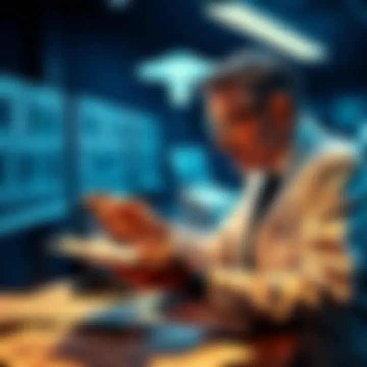 Dr. J. Allen Hynek examining documents related to Project Blue Book and UFO sightings