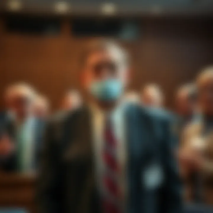 Dr. Michael Kirk Moore stands in a courtroom as federal charges are dropped against him, surrounded by supporters