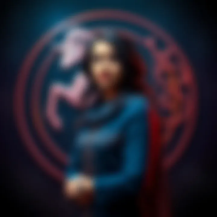 Dr Ramani stands confidently with the Capricorn zodiac symbol behind her, showcasing her connection to the traits associated with this sign.