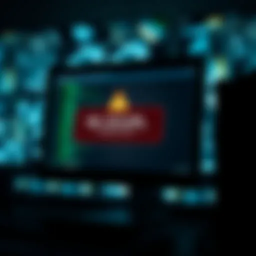 A close-up of Dr. Taylor's computer showing a hacking alert on the screen, with surveillance footage thumbnails in the background.