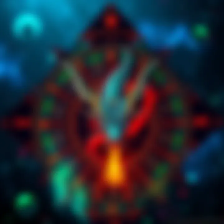 A colorful Draconic astrology chart with zodiac signs and symbols, representing personal transformation and alignment with higher self
