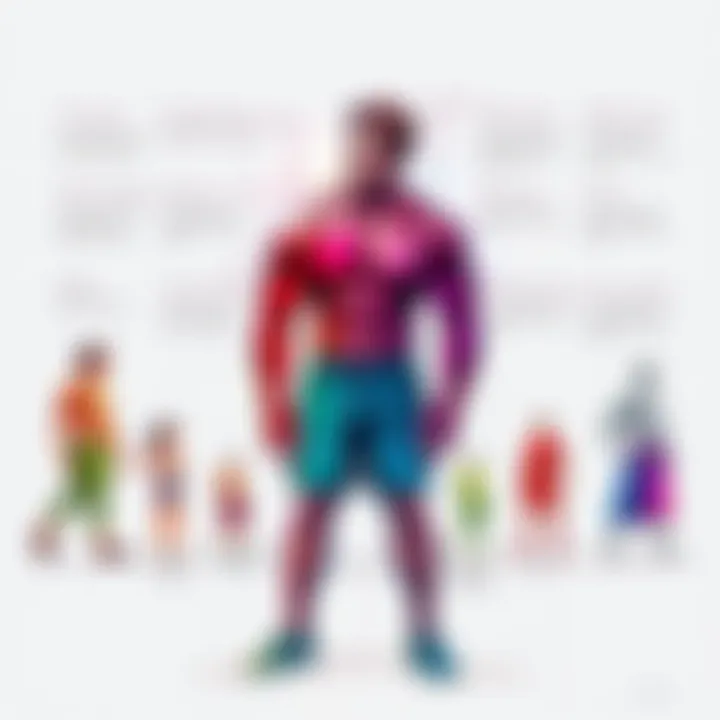 A colorful drawing illustrating various body transformations highlighting specific benefits.
