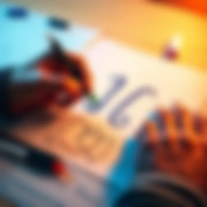 A person drawing their zodiac sign on paper with colorful markers, showcasing creativity and engagement with astrology.
