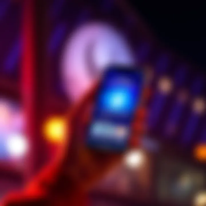Person holding a smartphone showing a dream interpretation app interface, inviting others to share their dreams.
