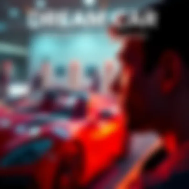 Dream Car Aspirations A person gazing at a luxury car with a look of longing and determination, symbolizing the challenge of achieving their dream vehicle.