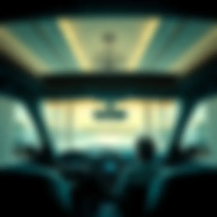 A surreal car ride leading to a grand hotel lobby filled with soft light, where someone appears deep in thought about life and death.