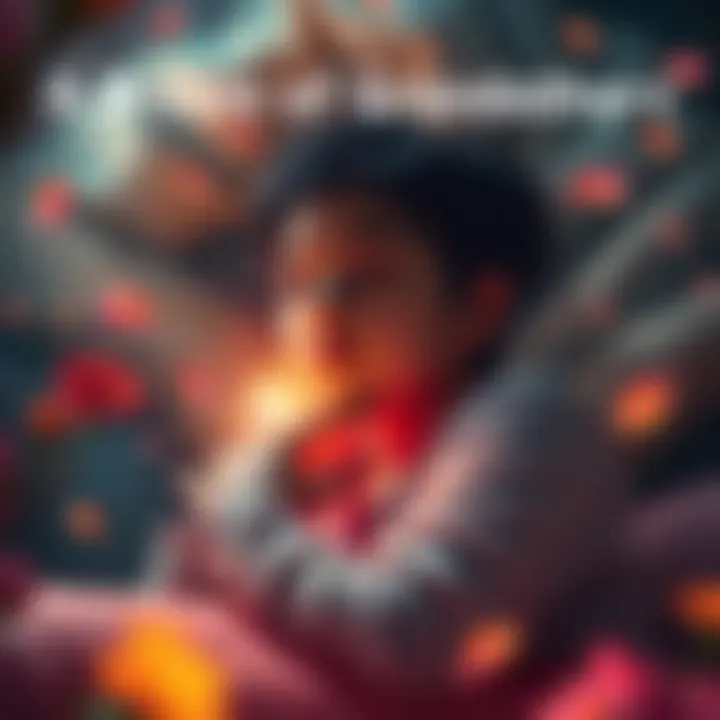 A Dream of Grandmothers An emotional scene depicting a young person dreaming of their deceased grandmother, with a soft glow suggesting a message about health to another grandmother, surrounded by warm colors and floral elem...