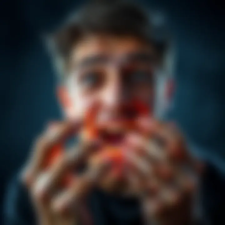 A person looks worried while holding their teeth, symbolizing dreams about losing teeth and family struggles.