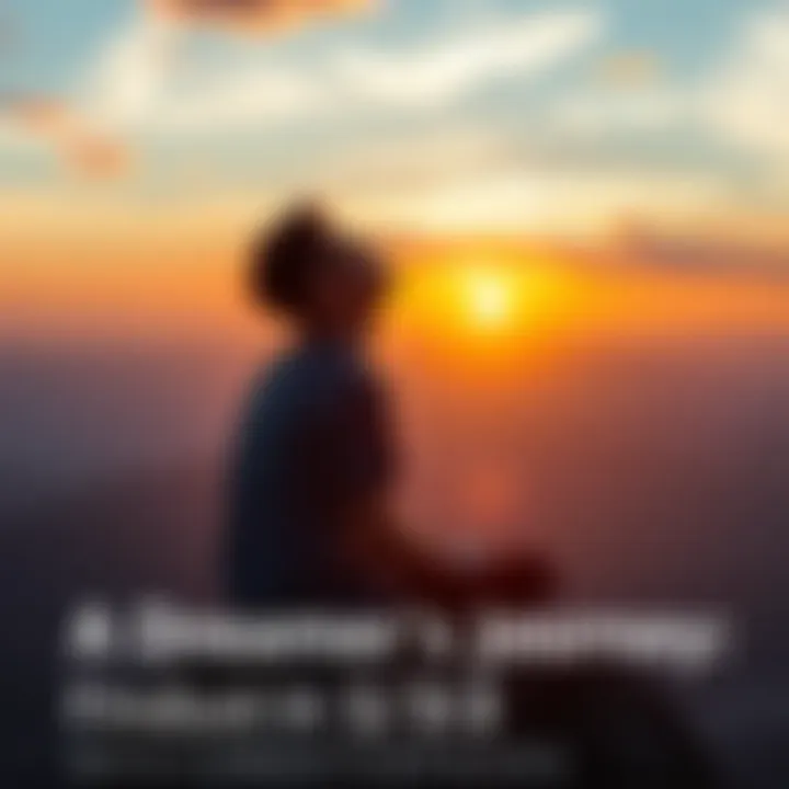 A man sits cross-legged on a serene mountain peak at sunset, eyes closed, symbolizing inner peace and reflection.