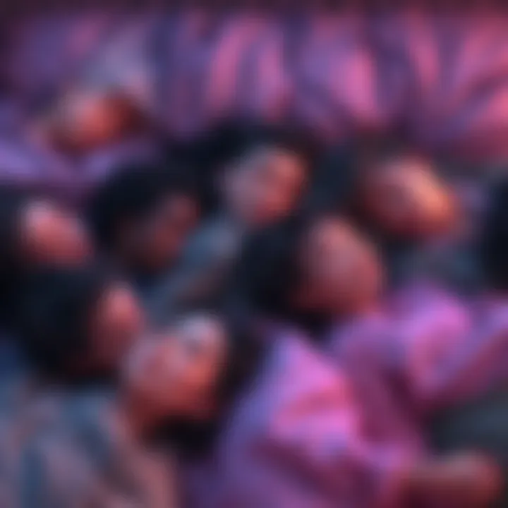 People Dreaming as Different Characters A group of diverse individuals sleeping, each dreaming as unique characters from different backgrounds, showcasing various expressions of identity and culture.