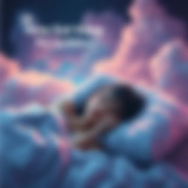 A girl lying in bed with a thoughtful expression, dreaming about a cute boy from school, with soft, colorful night clouds around her.