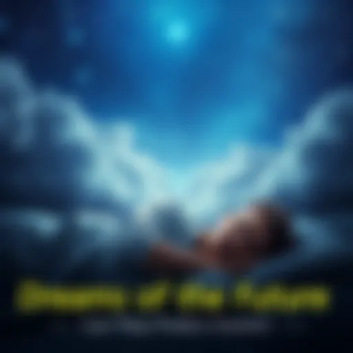 A person sleeping peacefully with clouds and stars above, symbolizing dreams and future events.