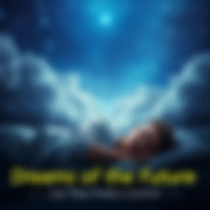 A person sleeping peacefully with clouds and stars above, symbolizing dreams and future events.