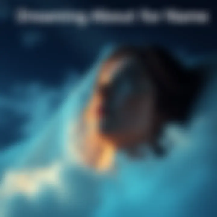 A person in a dream looking surprised while hearing their name called, with soft clouds and a serene background.