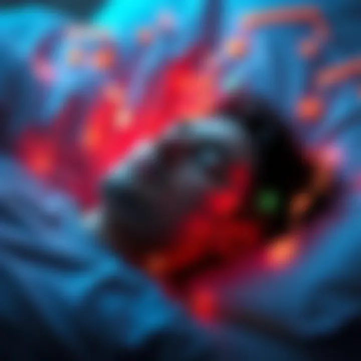 Person dreaming of music A person asleep with musical notes floating around them, symbolizing songwriting in dreams