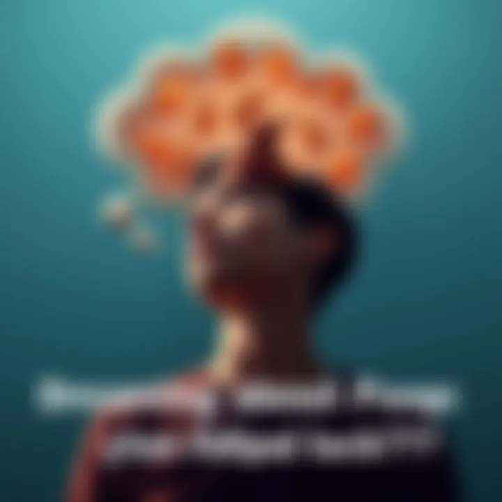 A person dreaming, with a thought bubble filled with poop and dollar signs, symbolizing financial luck