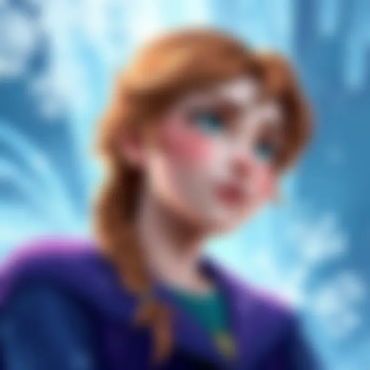 A person daydreaming, with a whimsical background featuring icy elements and snowflakes, resembling Anna from Frozen but imagining herself with Elsa's powers.