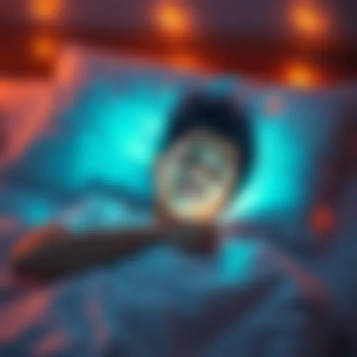 A person lying in bed with a peaceful expression, surrounded by a soft glow representing a dream state.