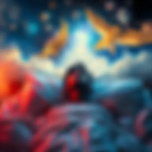 A person in bed with dream-like scenes above their head, depicting freedom and escape from nightmares